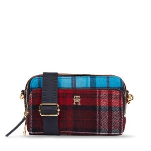 Torebka Tommy Hilfiger Iconic Tommy Camera Bag Check C AW0AW15206 Bordowy