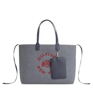 Torebka Tommy Hilfiger Iconic Tommy Tote Wool Logo AW0AW15576 Szary