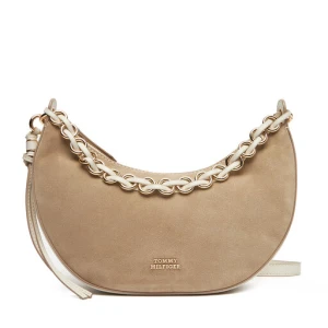 Torebka Tommy Hilfiger Moon Leather Crossover Suede AW0AW17537 Beżowy