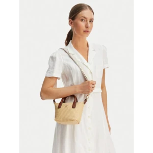 Torebka Tommy Hilfiger Popette Micro Tote Raffia AW0AW18526 Beżowy