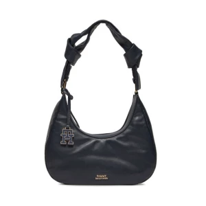 Torebka Tommy Hilfiger Pushlock Leather Hobo AW0AW16073 Space Blue DW6