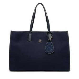 Torebka Tommy Hilfiger Th City Large Tote Melton AW0AW18215 Granatowy