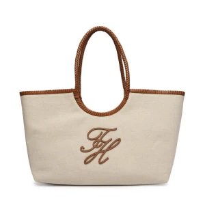 Torebka Tommy Hilfiger Th Elev Summ Maxi Tote Canvas AW0AW18629 Beżowy