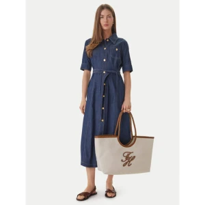 Torebka Tommy Hilfiger Th Elev Summ Maxi Tote Canvas AW0AW18629 Beżowy