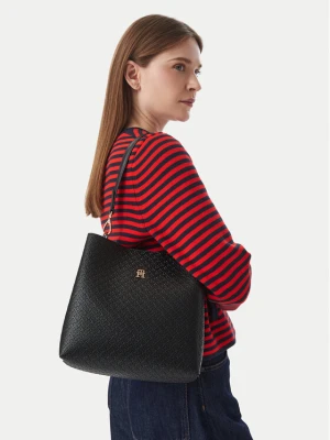 Torebka Tommy Hilfiger Th Icon Shoulder Bag Mono AW0AW19000 Czarny