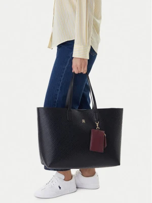 Torebka Tommy Hilfiger Th Icon Tote Mono AW0AW18174 Granatowy