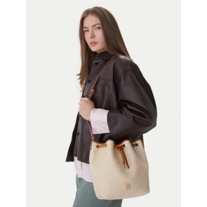 Torebka Tommy Hilfiger Th Monoplay Bucket Le AW0AW18847 Beżowy