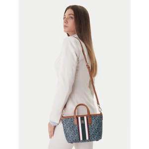 Torebka Tommy Hilfiger Th Monoplay Mini Tote Stripe Le AW0AW18389 Niebieski
