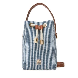 Torebka Tommy Hilfiger Th Premium Beach Le Bucket AW0AW17215 Niebieski