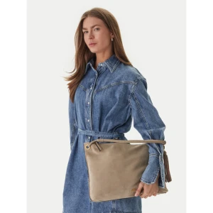 Torebka Tommy Hilfiger Th Statement Leather Bag Suede AW0AW18402 Beżowy
