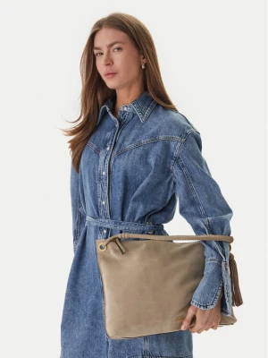 Torebka Tommy Hilfiger Th Statement Leather Bag Suede AW0AW18402 Beżowy