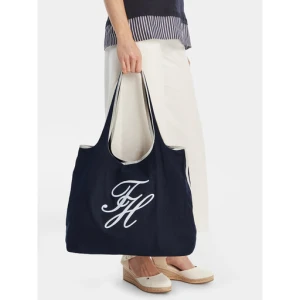 Torebka Tommy Hilfiger Th Summer Tote Canvas AW0AW18398 Granatowy