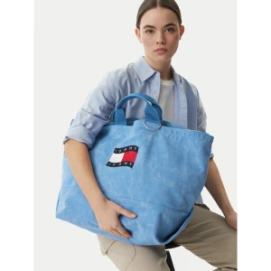 Torebka Tommy Hilfiger Wavy Flag Canvas Tote Bag AW0AW18466 Niebieski
