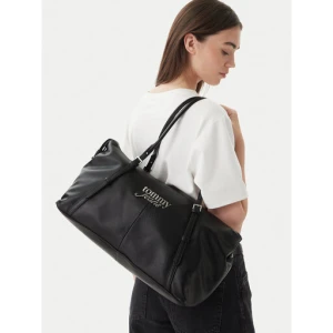 Torebka Tommy Jeans Pebble Grain Metal Logo Tote Bag AW0AW18472 Czarny