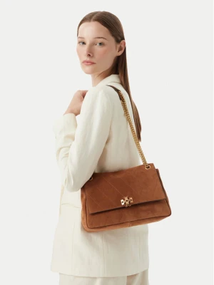 Torebka Tory Burch Charlie Quilted Suede Shoulder Bag 183357 Brązowy