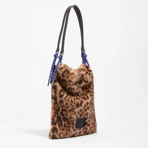 Torebka tote sztuczne futerko print Leopard beżowa BIMBA Y LOLA