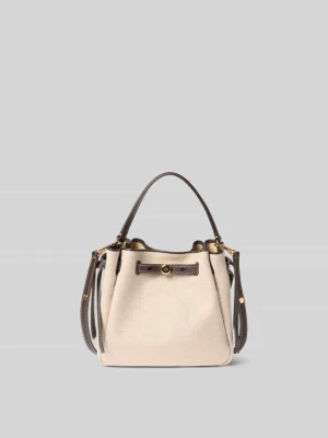 Torebka typu bucket bag z detal z logo model 'Romy' Tory Burch Beżowy