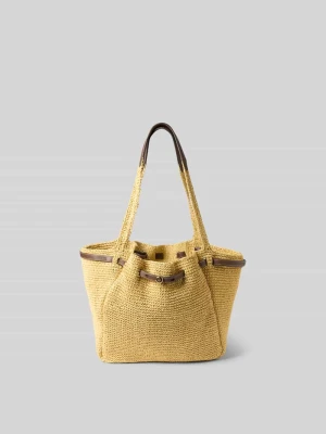 Torebka typu bucket bag z łyka Tory Burch Beżowy