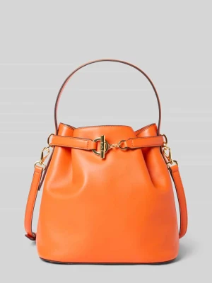 Torebka typu bucket z naturalnej skóry bydlęcej Lauren Ralph Lauren Ciemnopomarańczowy