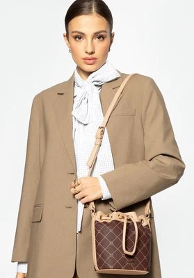 Torebka typu worek z ekoskóry w monogram brązowa Wittchen
