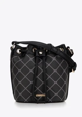 Zdjęcie produktu Torebka typu worek z ekoskóry w monogram czarna Wittchen