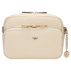Mała skórzana torebka crossbody bag w kolorze beżowym 80314-54 Wojas