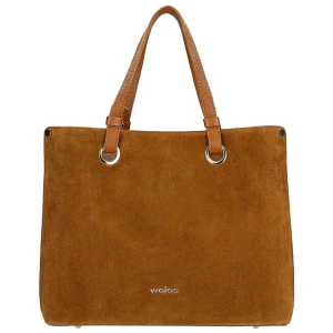 Duża jasnobrązowa torebka damska z dwoiny 80427-73 Wojas