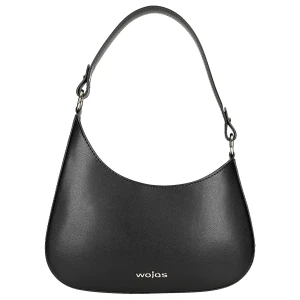 Czarna asymetryczna torebka bagietka skórzana 80411-51 Wojas