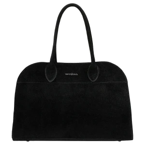 Duża czarna torebka damska z dwoiny 80442-61 Wojas