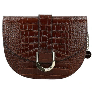 Ciemnobrązowa skórzana torebka saddle bag z tłoczeniem 80351-52 Wojas
