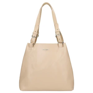 Duża beżowa torebka damska ze skóry licowej 80246-54 Wojas