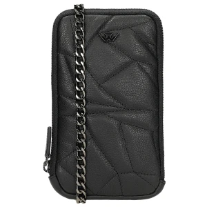 Czarna torebka na telefon z pikowanym wzorem 80423-51 Wojas