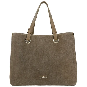 Beżowa torebka damska ze skóry licowej i dwoiny welurowej 80427-74 Wojas