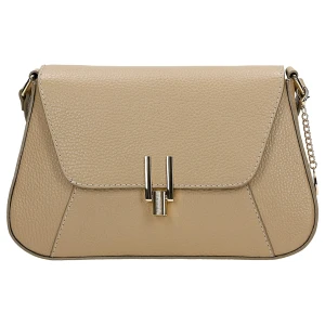 Beżowa skórzana torebka damska z klapka 80200-54 Wojas
