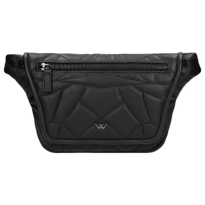 Czarna skórzana torebka nerka z pikowanym geometrycznym wzorem 80421-51 Wojas