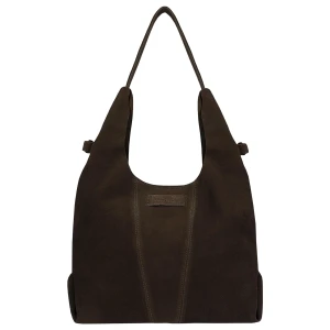 Duża czekoladowa torebka damska z dwoiny welurowej 80446-72 Wojas