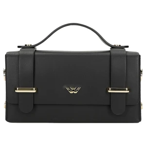 Mała czarna wizytowa torebka damska ze skóry 80329-51 Wojas