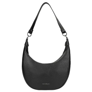 Czarna skórzana torebka damska typu bagietka 80393-51 Wojas