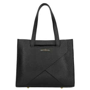 Zdjęcie produktu Czarny skórzany kuferek damski z złotym logo 80418-51 Wojas