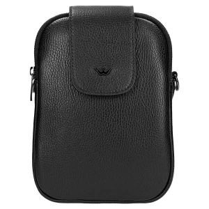 Mała czarna torebka na ramie ze skóry licowej 80433-51 Wojas