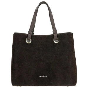 Duża ciemnobrązowa torebka damska z dwoiny welurowej 80427-72 Wojas