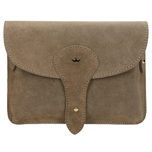 Mała beżowa listonoszka damska z dwoiny 80494-64 Wojas