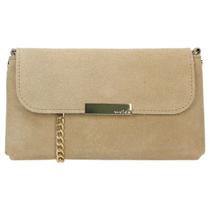 Beżowa wizytowa torebka ze złotym lancuszkiem 80472-64 Wojas