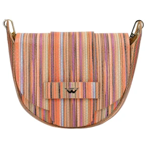 Półokrągła torebka w ozdobne kolorowe paski 80489-58 Wojas