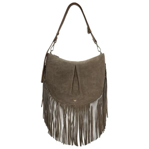 Beżowa torebka damska boho z fredzlami 80498-74 Wojas