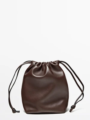 Torebka Worek Skóra Nappa - Czekoladowy - Massimo Dutti - Female