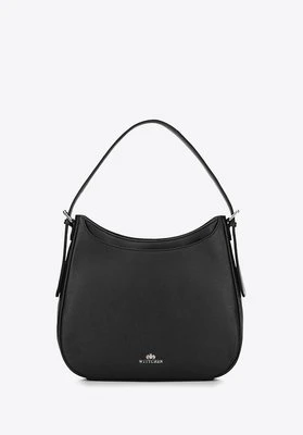 Torebka worek skórzana z otwartą kieszenią czarno - srebrna Wittchen