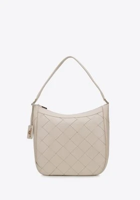 Torebka worek skórzana z plecionką kremowa Wittchen