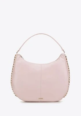 Torebka worek z ekoskóry obszyta łańcuszkiem różowa Wittchen