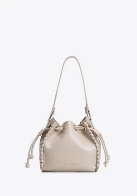 Torebka worek z imitacji skóry z dekoracyjną plecionką jasny beż Wittchen